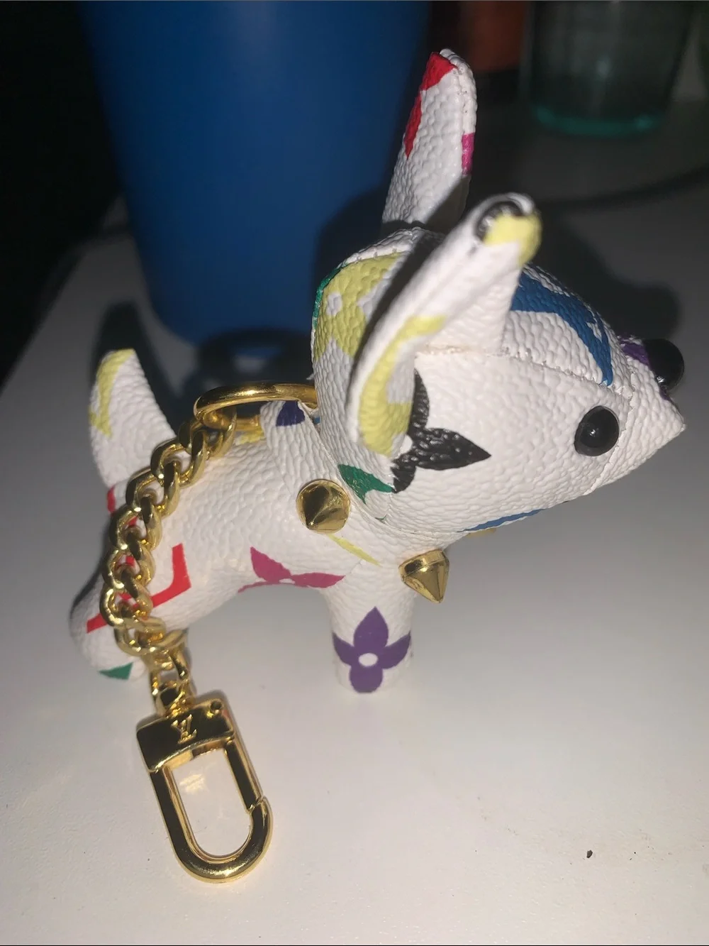 Rare multicolor French bulldog purse/bag charm keychain